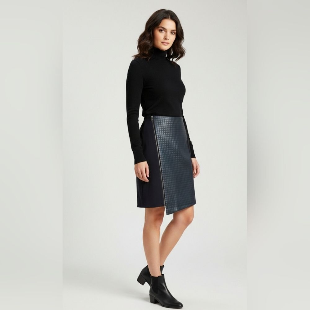 *NWT* Anthropologie Bailey 44 Quilted Leather Asymmetrical Pencil Size M D19